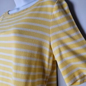 Talbots Stretch Weekend Tee Butter Yellow White Stripe Women's XL Preppy Classic